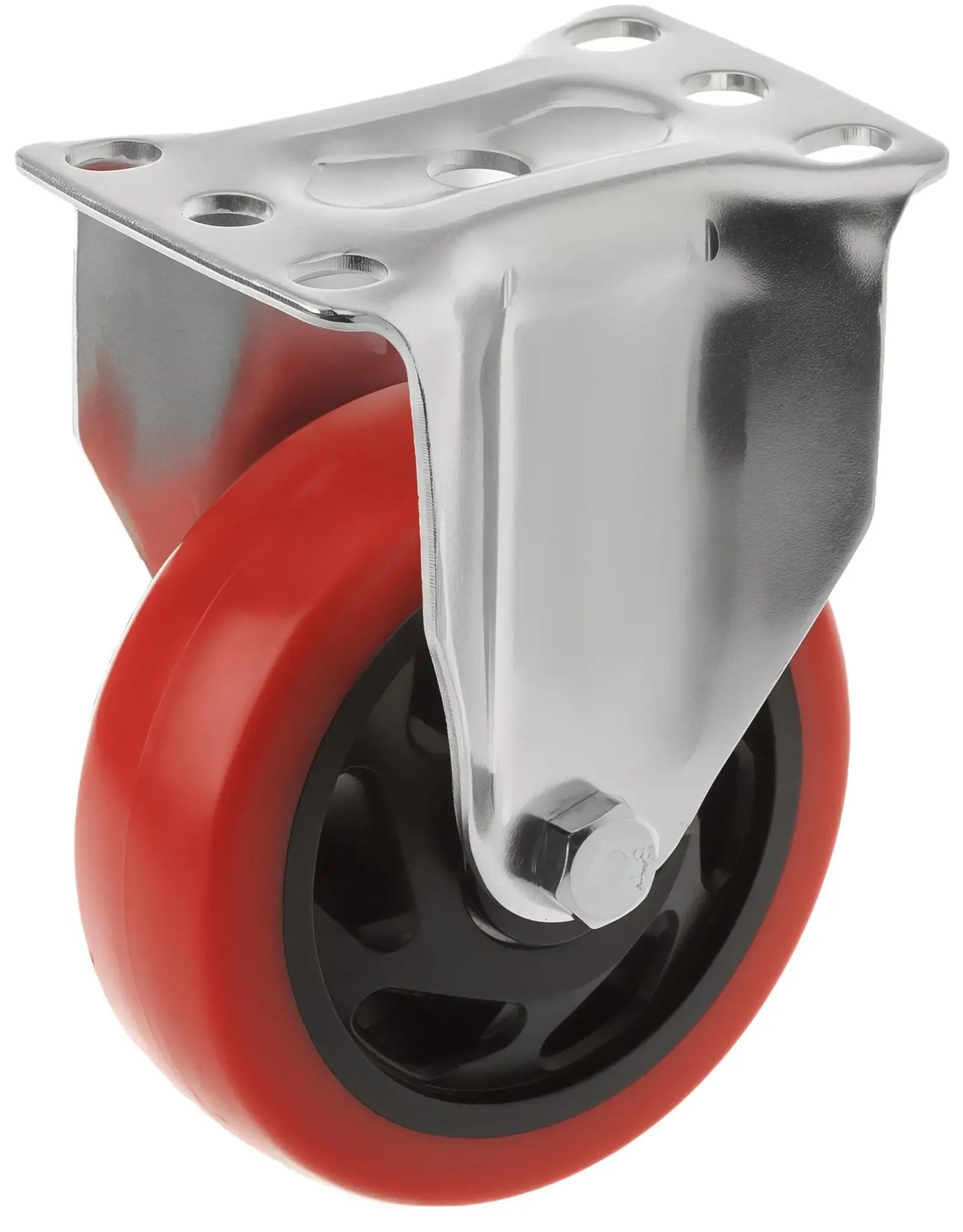 Полипропиленовое красное колесо 100 мм (неповоротная площадка, двойной шарикоподшипник) - 330100F