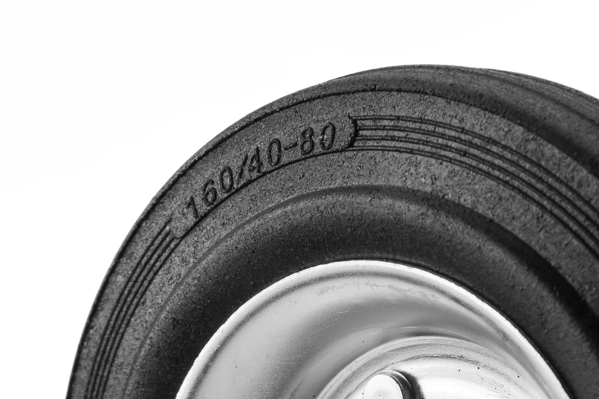 Промышленное усиленное колесо 160 мм (площадка, поворотное, с тормозом, черная резина, роликоподшипник) - SRCb 63