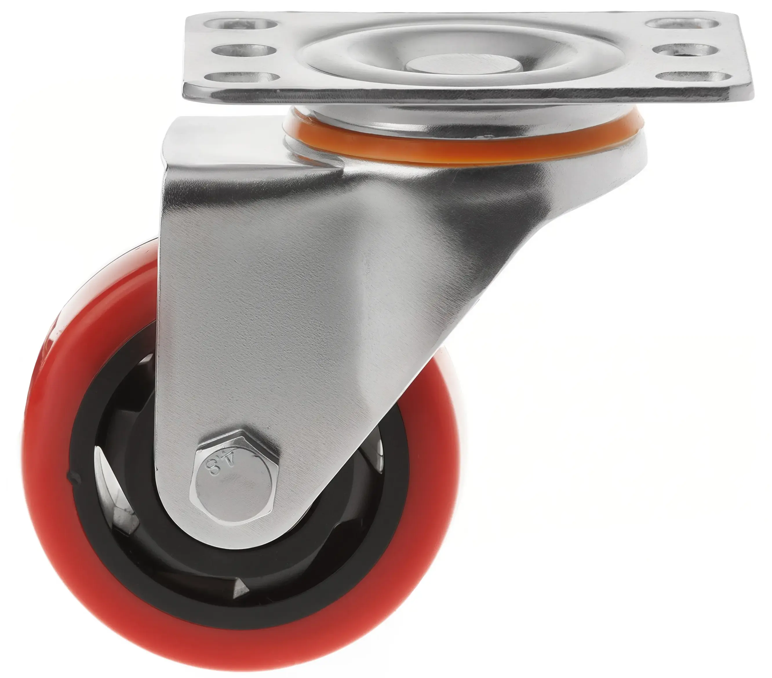 Полипропиленовое красное колесо 75 мм (поворотная площадка, двойной шарикоподшипник) - 33075S