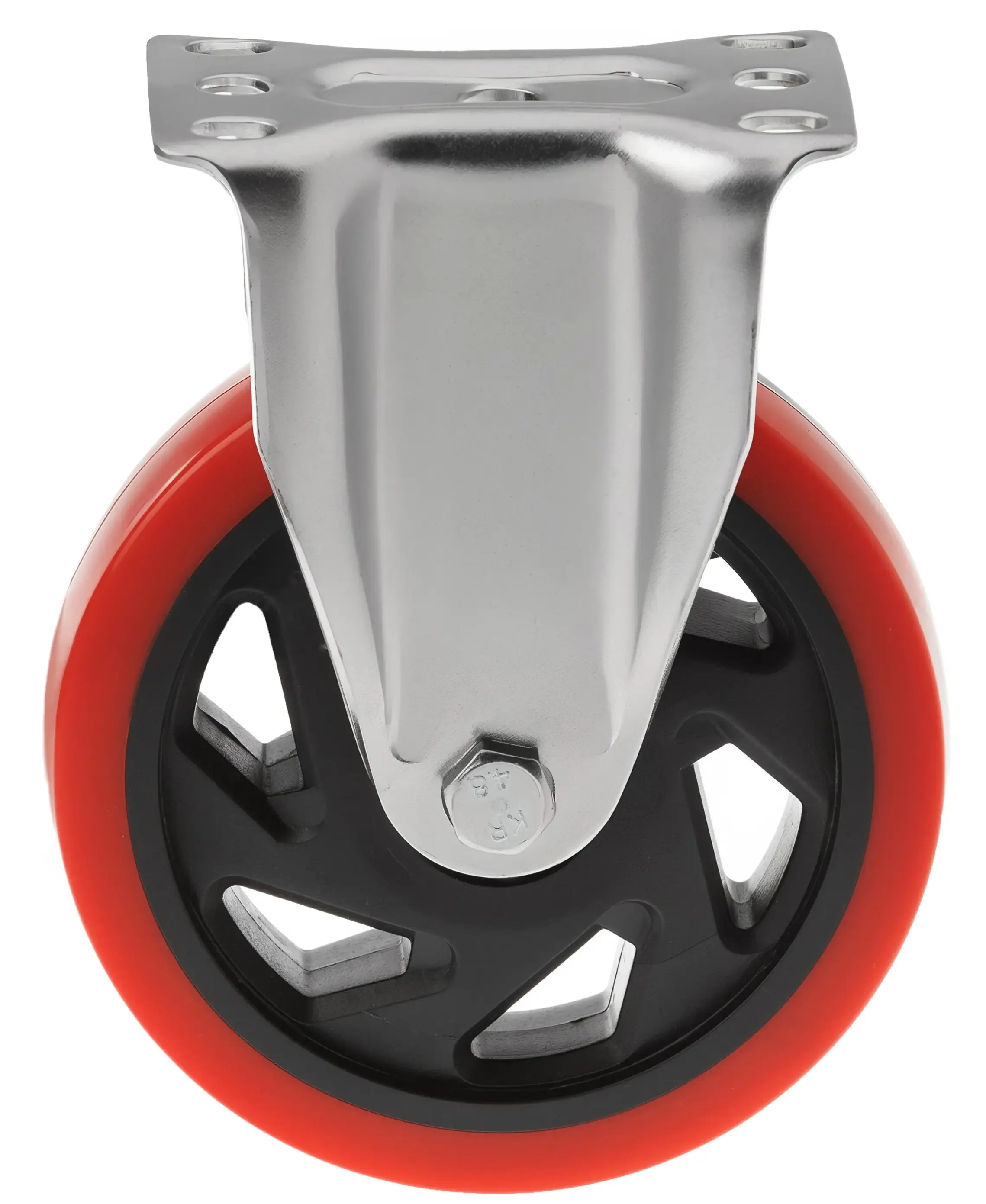 Полипропиленовое красное колесо 125 мм (неповоротная площадка, двойной шарикоподшипник) - 330125F