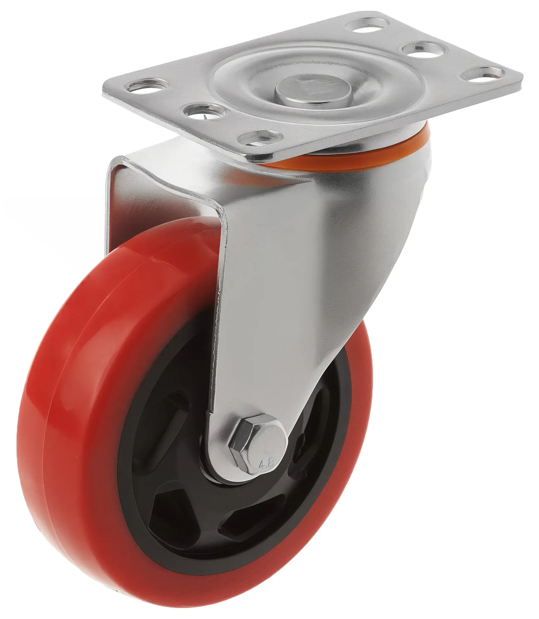 Полипропиленовое красное колесо 100 мм (поворотная площадка, двойной шарикоподшипник) - 330100S