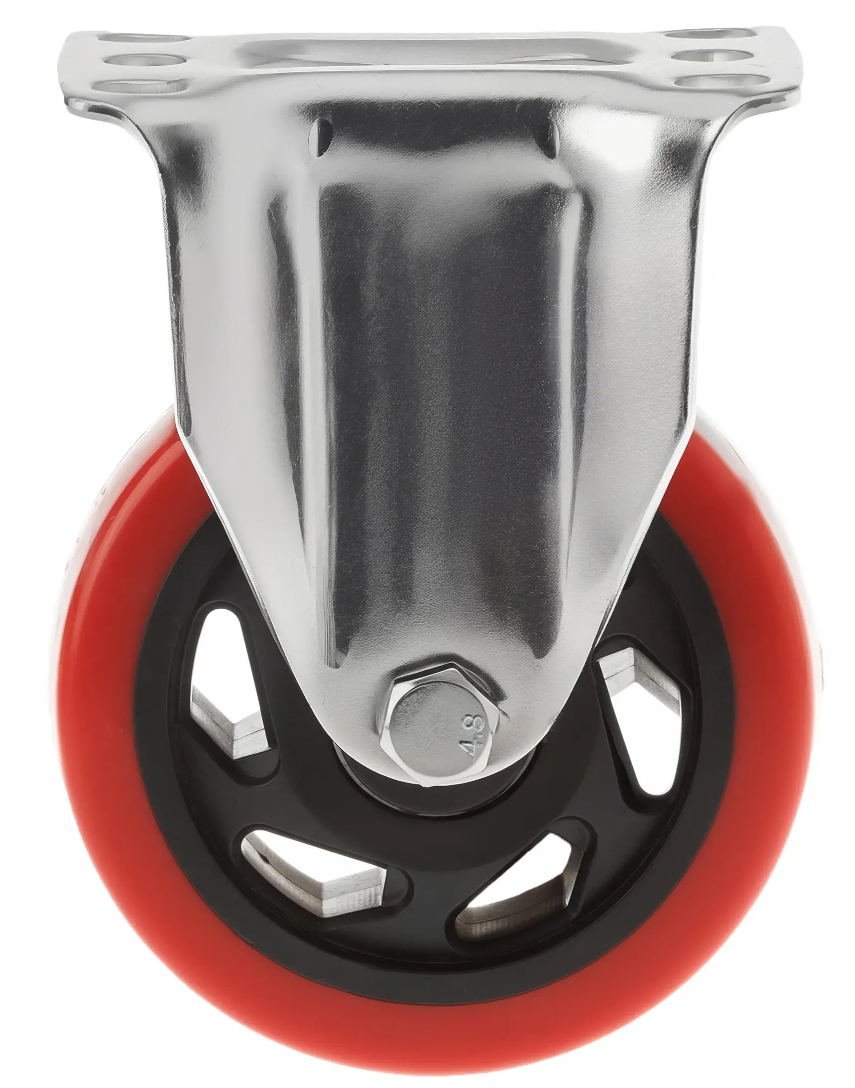 Полипропиленовое красное колесо 100 мм (неповоротная площадка, двойной шарикоподшипник) - 330100F