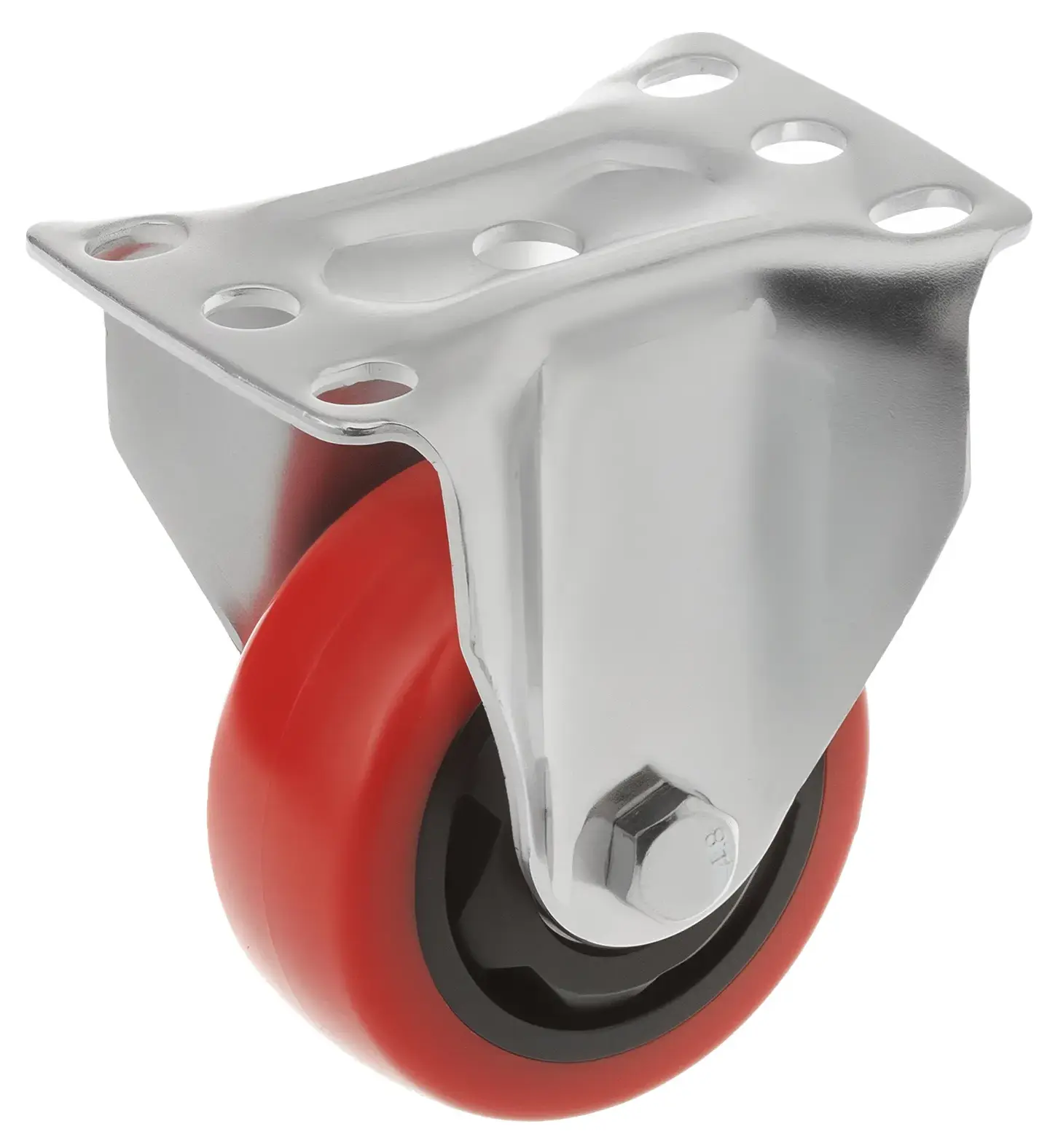 Полипропиленовое красное колесо 75 мм (неповоротная площадка, двойной шарикоподшипник) - 33075F